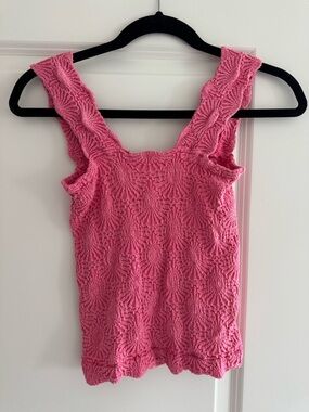 Textured Pink Tank Top with Wide Straps